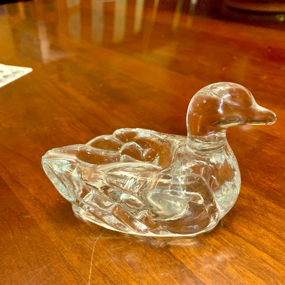 COPY - Clear Glass Crystal Duck Candle Candy Collectable Display Holder 4 1/2